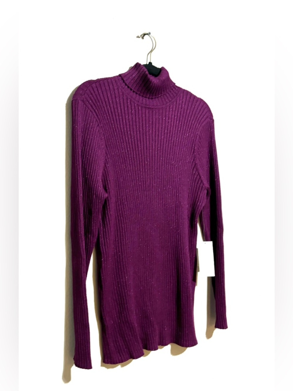 NWT Chicos Size 3 (XL) Purple Turtleneck Sweater Ribbed Long Sleeve Stretchy - Picture 3 of 7